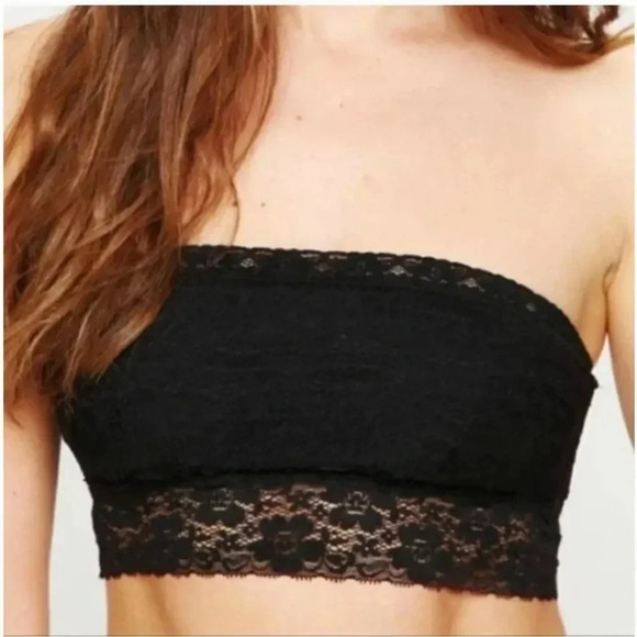 Free People Scalloped Lace Bandeau in Black Size XS - Picture 1 of 6